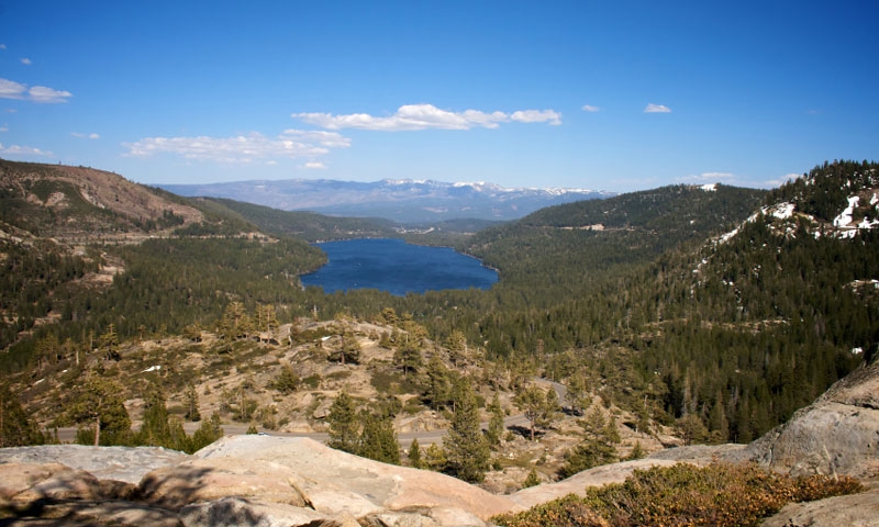 Looking down to Donner Lake from Donner Pass California
