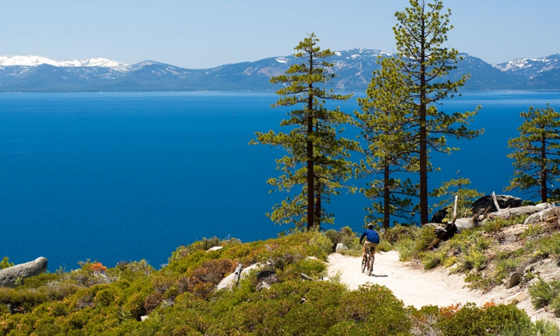 Mountain Biking along the shores of Lake Tahoe